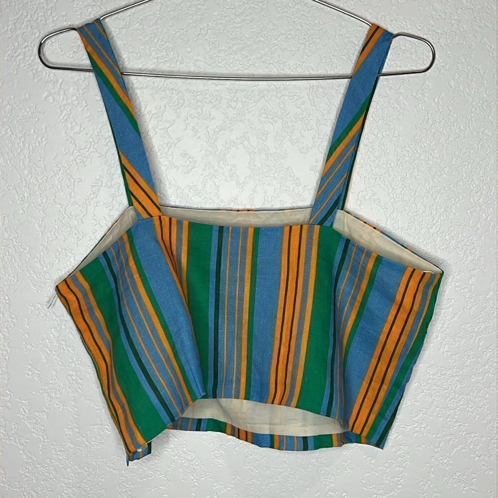 New Staud Linen Rigina Top in Ibiza Stripe Size 10 - Picture 4 of 12